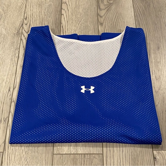 Under Armour Double Reversible Basketball Jersey Men's *XL Blue/White Mesh Tank - Picture 12 of 12